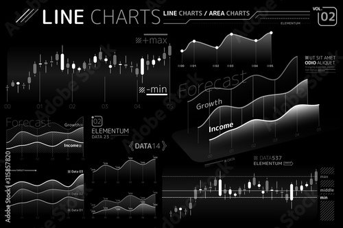 Line Charts and Area Charts Infographic Elements