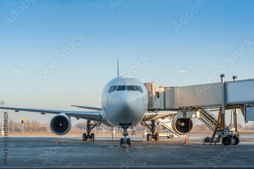 Airplane on maintenance and fueling