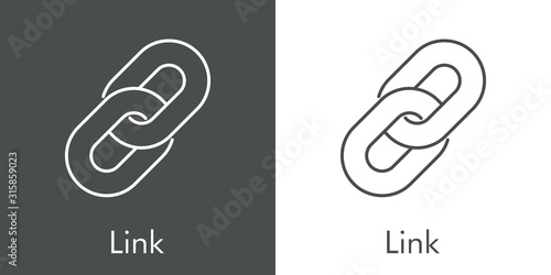 Icono plano lineal cadena en fondo gris y fondo blanco photo