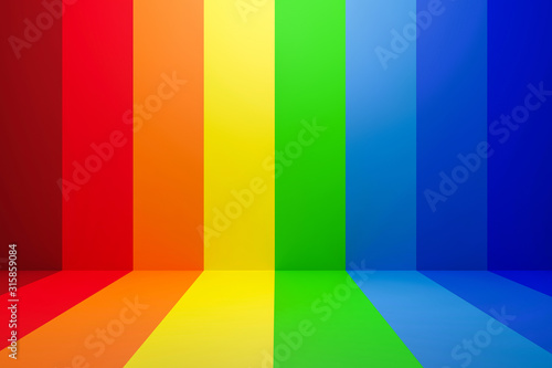 Abstract rainbow gradient multi colors of scene background with perspective room Fototapet
