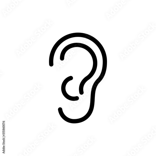 Icono plano lineal oreja en color negro photo