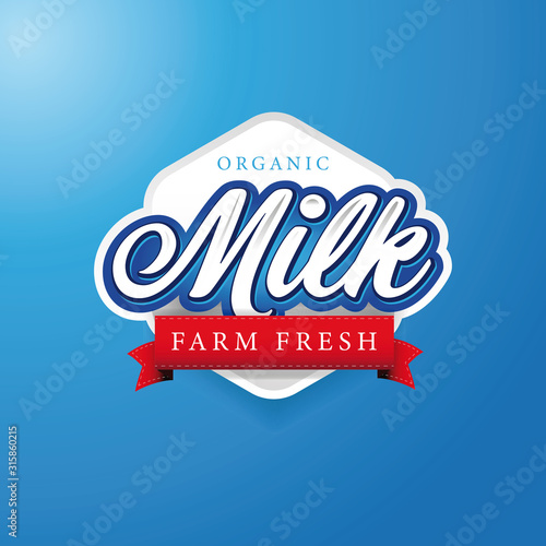 Milk label lettering badge
