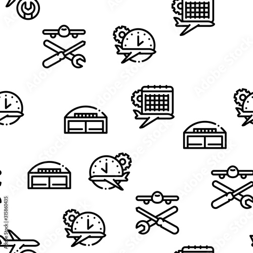 Aircraft Repair Tool Seamless Pattern Vector Thin Line. Illustrations