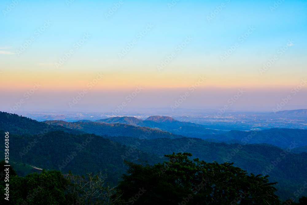 Sunset in the mountains Chiang Rai,Thailand.