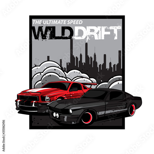 wild car, vector car illustration