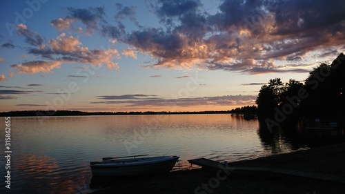 Wonderful sunset over a lake, beautiful colour shades 