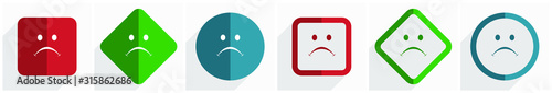 Cry icon set, flat design vector illustration in 6 options for webdesign and mobile applications in eps 10