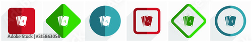 Card icon set, flat design vector illustration in 6 options for webdesign and mobile applications in eps 10