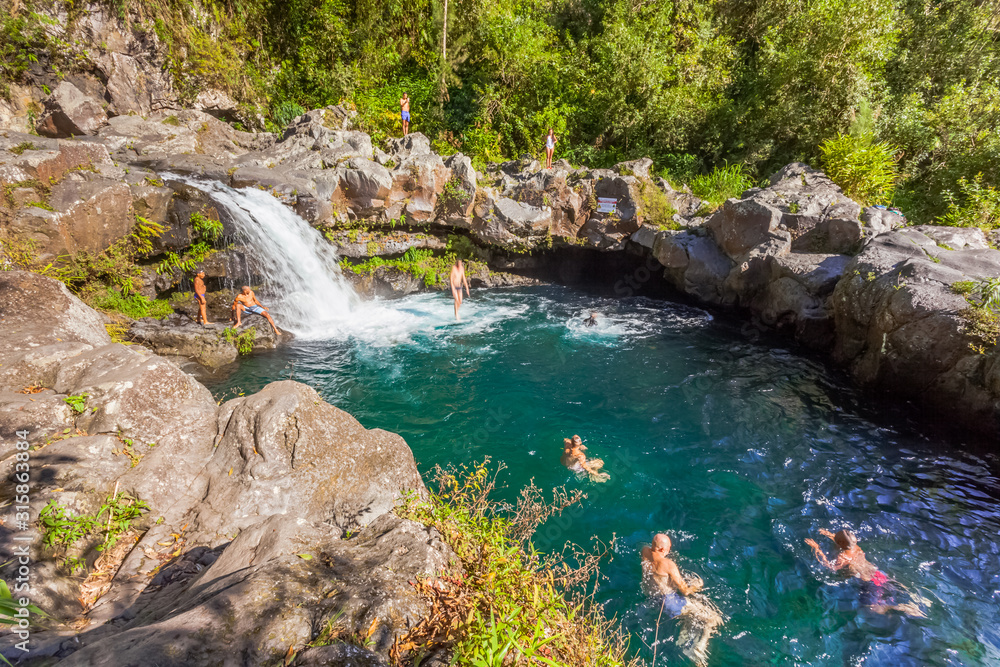 waterfall in forest, Langevin river, Réunion Island waterfall in forest, Langevin river, Réunion Island