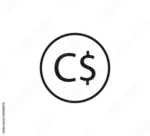 Canadian dollar icon. Vector illustration, flat design