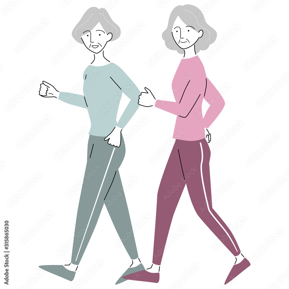 ウォーキングに励むシニア女性