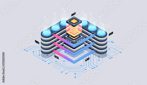 Modern flat design isometric concept of Data Analysis for website and mobile website. Data visualization concept. 3d isometric vector illustration.