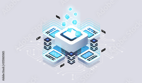 Data visualization concept. 3d isometric vector illustration.