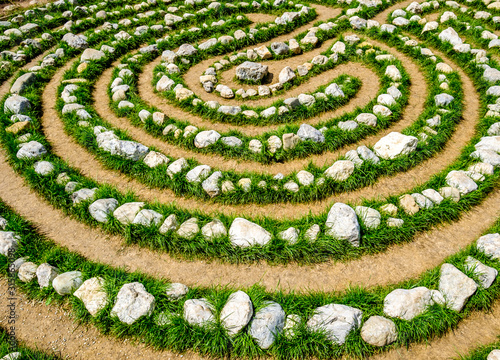labyrinth at a meadow photo