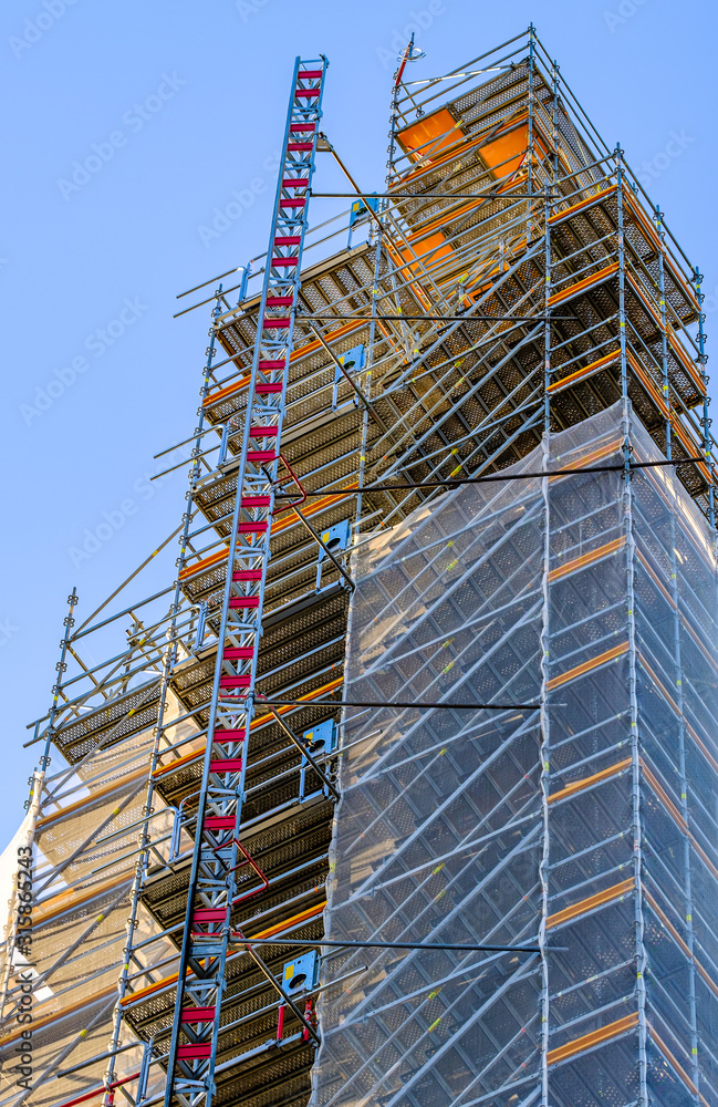 modern scaffolding at a construction site