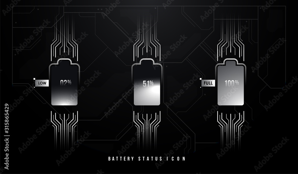 Vector battery symbol set different level of charge for ui. Accumulator ...