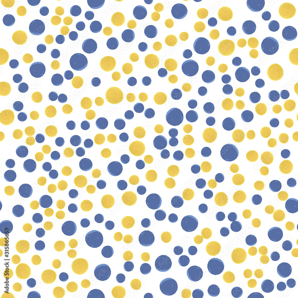 Continuous pattern polka dots blue and yellow colors Continuous pattern polka dots blue and yellow colors