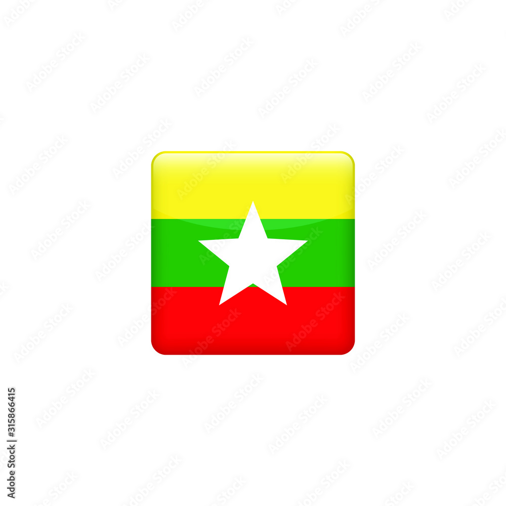 square Burma flag. Simple vector. National flag of Burma 