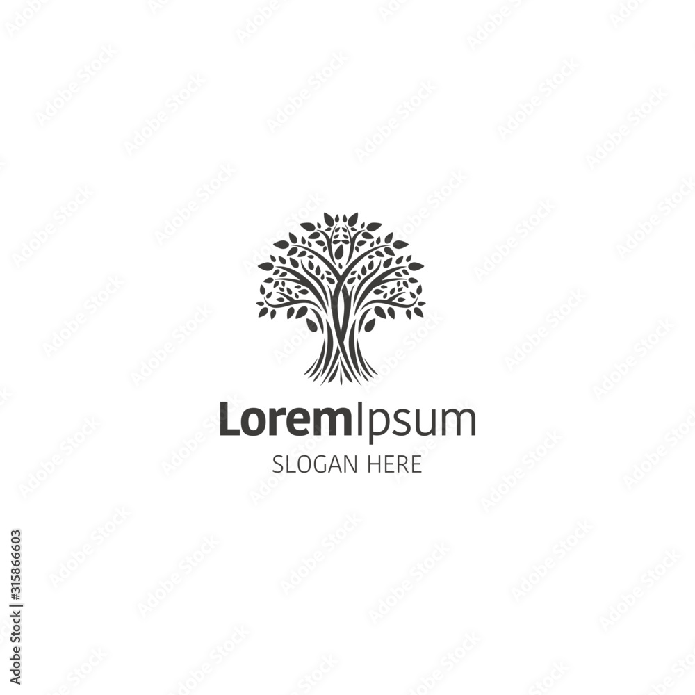 Obraz premium Vector tree logo design template on white