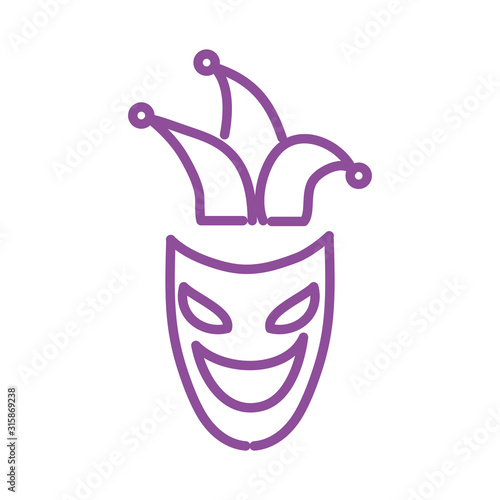 mardi gras theater mask with jester hat
