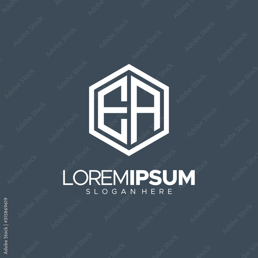 Initial EA Letter geometric letter EA logo design vector. Hexagon Polygon logo concept for business company Initial EA Letter geometric letter EA logo design vector. Hexagon Polygon logo concept for business company