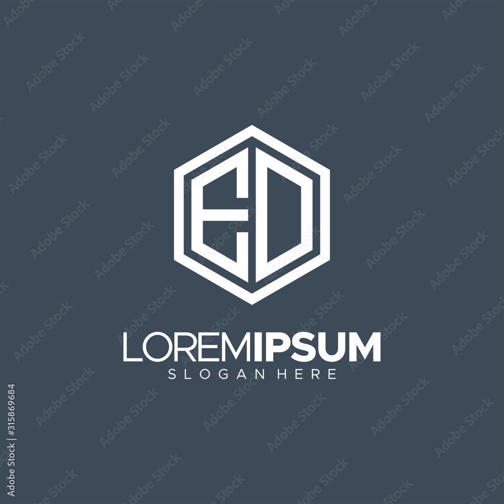 Initial ED Letter geometric letter ED logo design vector. Hexagon Polygon logo concept for business company Initial ED Letter geometric letter ED logo design vector. Hexagon Polygon logo concept for business company