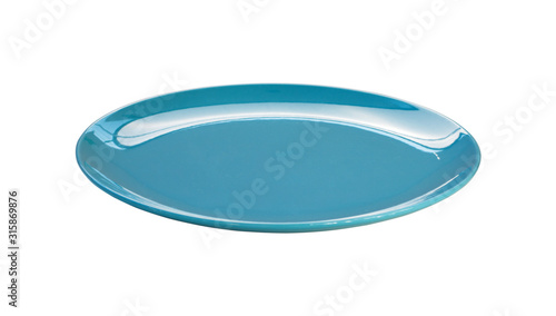 Empty blue plate isolated on white background