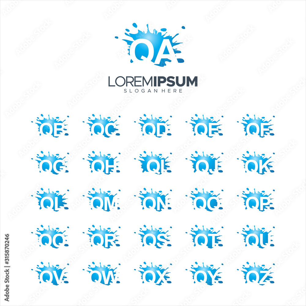 Splash Brush vector letter QA - QZ Logo Vector Illustration 10 EPS