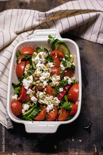 Salaad with tomato and greenery photo