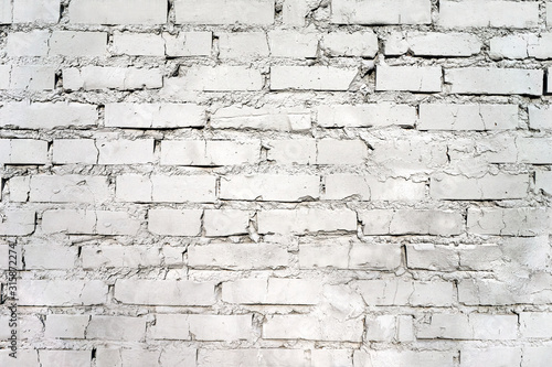 White rough and grunge brick wall background and texture. Old stone block wall texture.