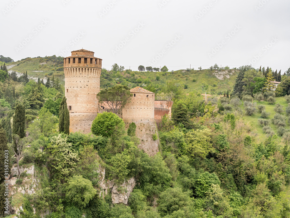 Brisighella, Ravenna, Emilia Romagna, Italy: The fortress. The fortress, The Clock Tower and Monticino church charaterize the landscape for wich Brisighella is famous.