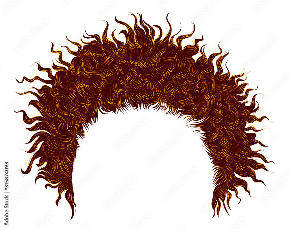 trendy curly disheveled african red hair . realistic 3d . fashion beauty  style .unisex women men Stock Vector | Adobe Stock