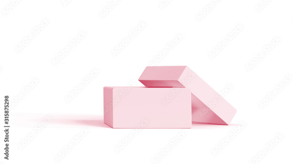 Pink gift mockup isolated no white background, closeup image. Paper ...