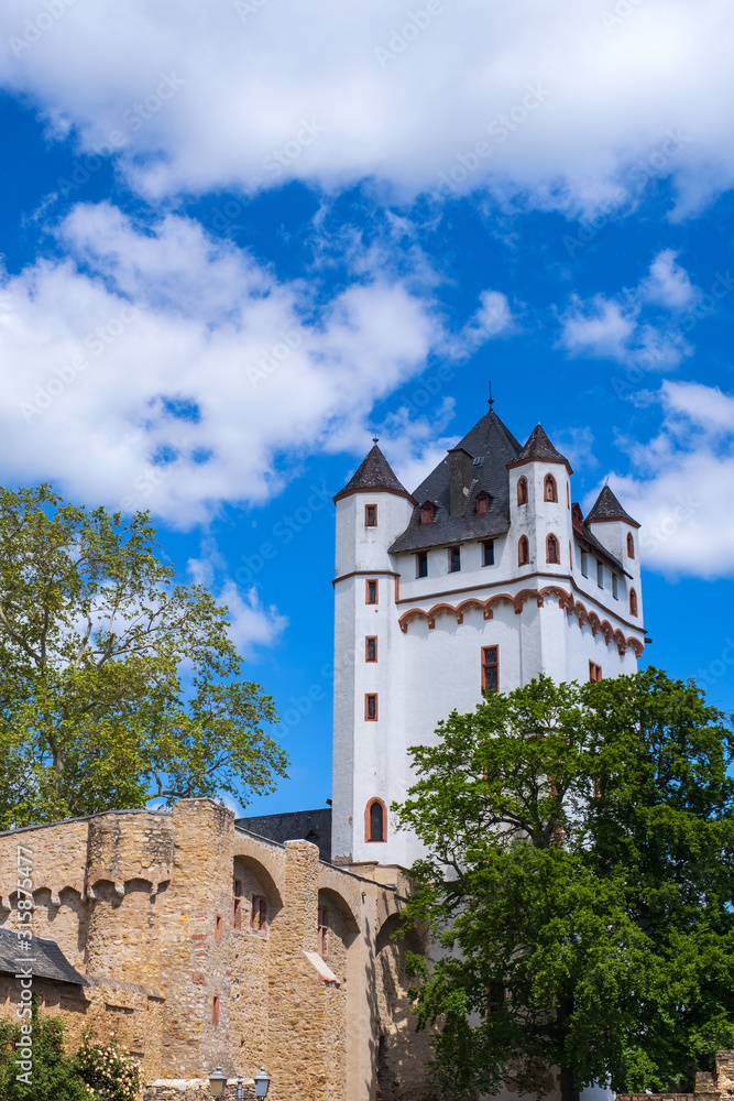 Blick auf den Turm der kurfürstlichen Burg in Eltville/Deutschland