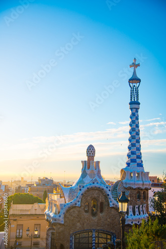 Photography BARCELONA, SPAIN - January 30, 2019: Parc Guell is located in Barcelona, Spain