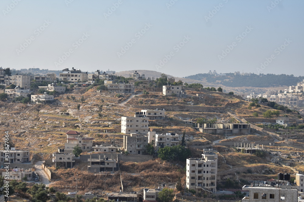 Landscape of buildings on a hill in Bethlehem