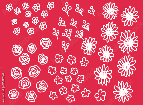手書きの花セット