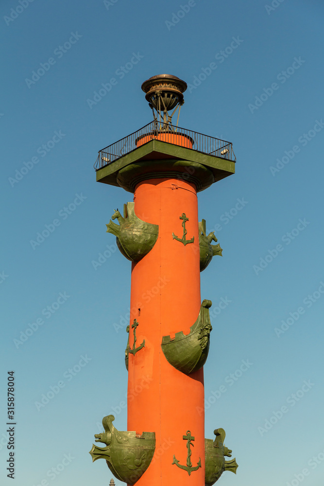 Rostral Column on Vasilyevsky Island, St. Petersburg, Russia
