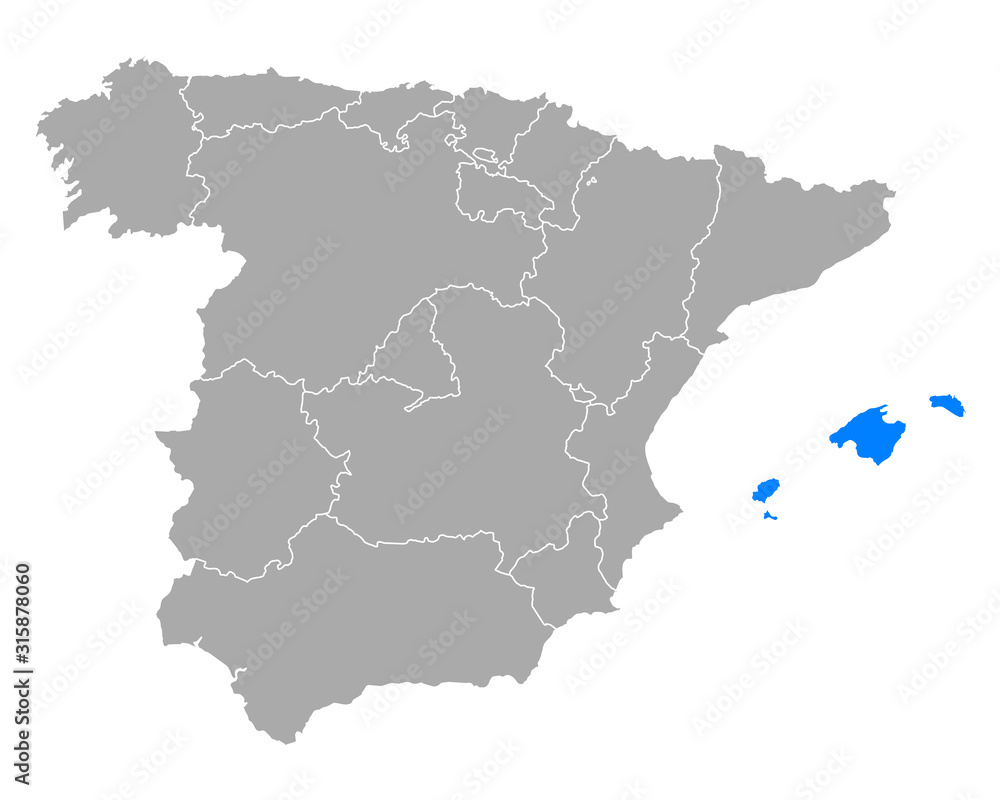 Karte von Balearen in Spanien Karte von Balearen in Spanien