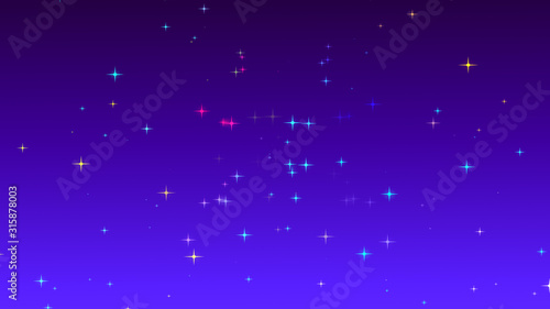 Christmas colorful starry on blue purple gradient background.