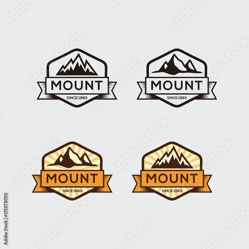 Set of vintage mountain logo vector, icon, symbol, illustration design template