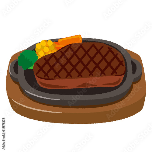 鉄板ステーキのイラスト