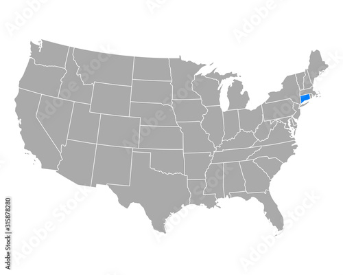 Karte von Connecticut in USA