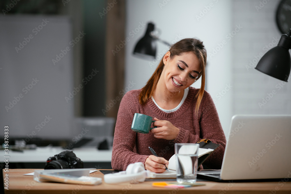 Young woman at work. Beautiful businesswoman taking notes in office. Young woman at work. Beautiful businesswoman taking notes in office.
