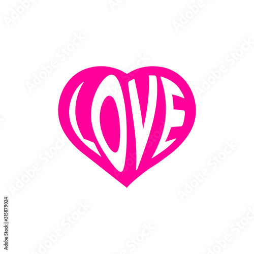 Love text with love symbol vector illustration.
