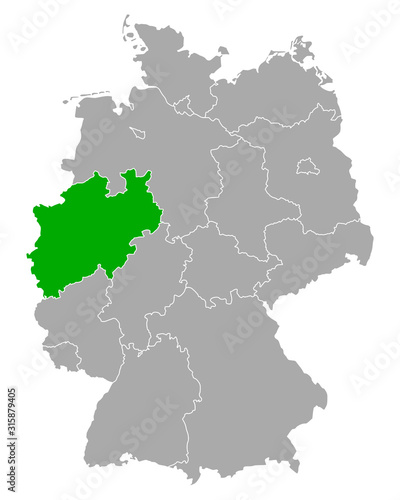 Karte von Nordrhein-Westfalen in Deutschland