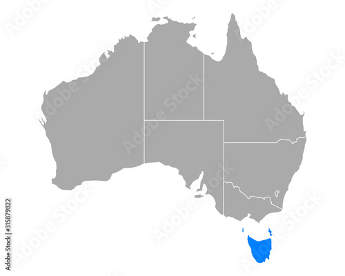 Karte von Tasmanien in Australien