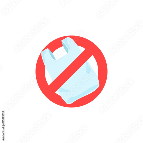 Say no to plastic bags sign. Inscription. The fight for ecology. Vector illustration