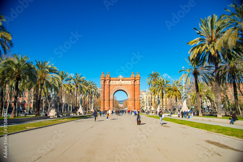 BARCELONA, SPAIN - January 30, 2019: Arc de Triunfo is located in Barcelona, Spain. Barcelona is known as a big tourist destination. .