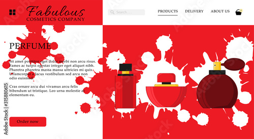 Cosmetic shop web site template. Modern illustration for design and web.